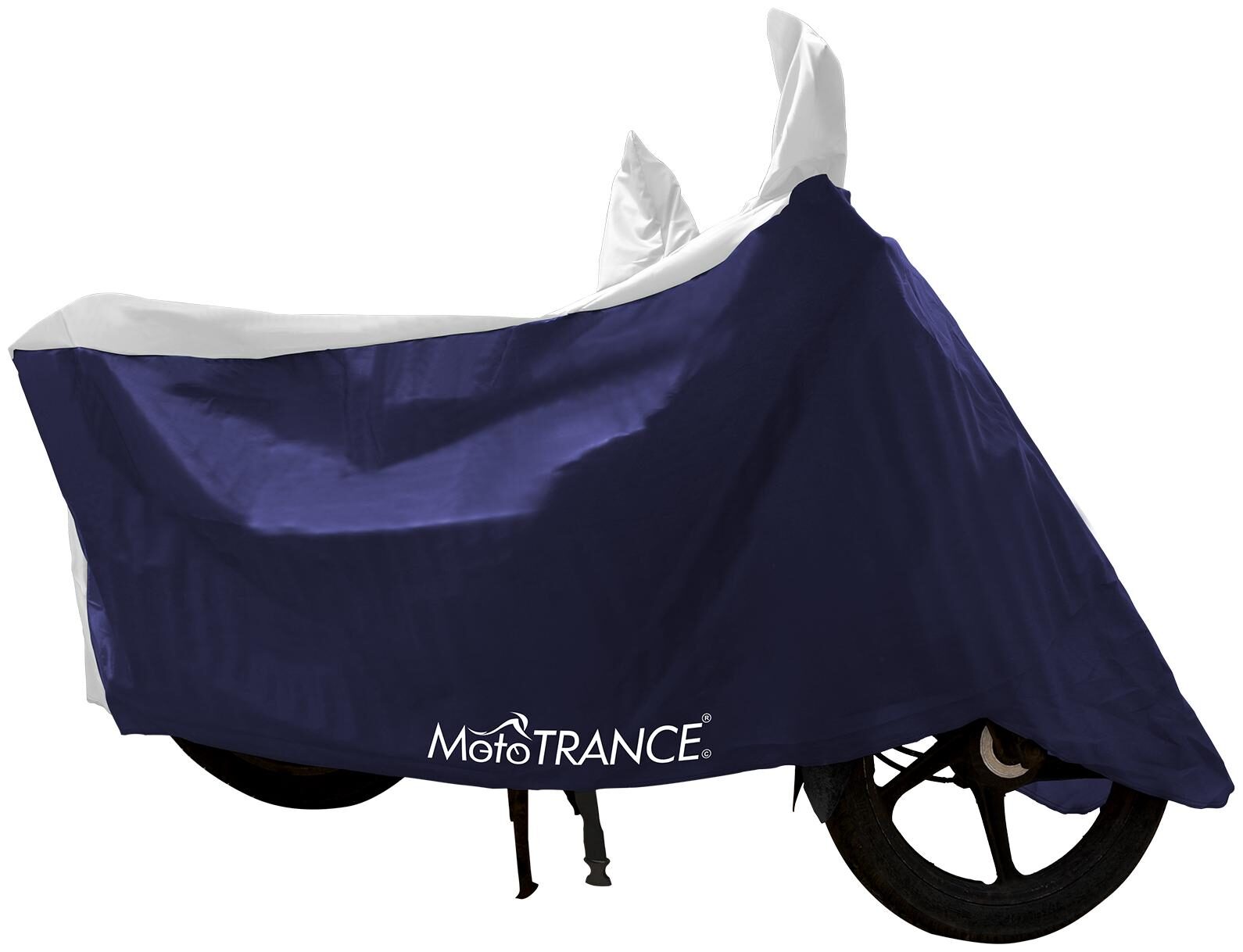 

Mototrance Sporty White Blue Bike Body Cover For Mahindra Centuro XT
