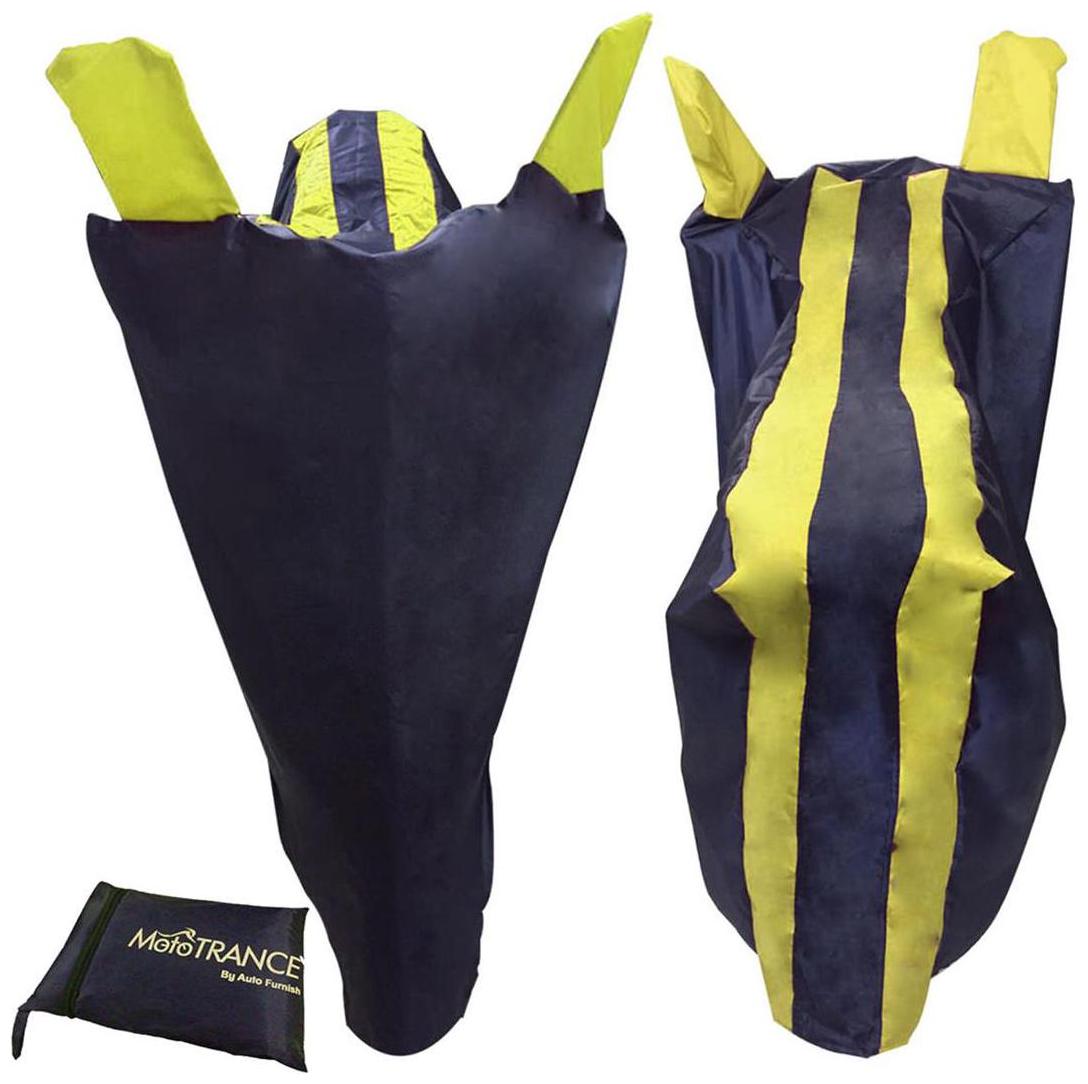 

Mototrance Yellow Stripe Bike Body Cover For Hero Motocorp Passion Pro