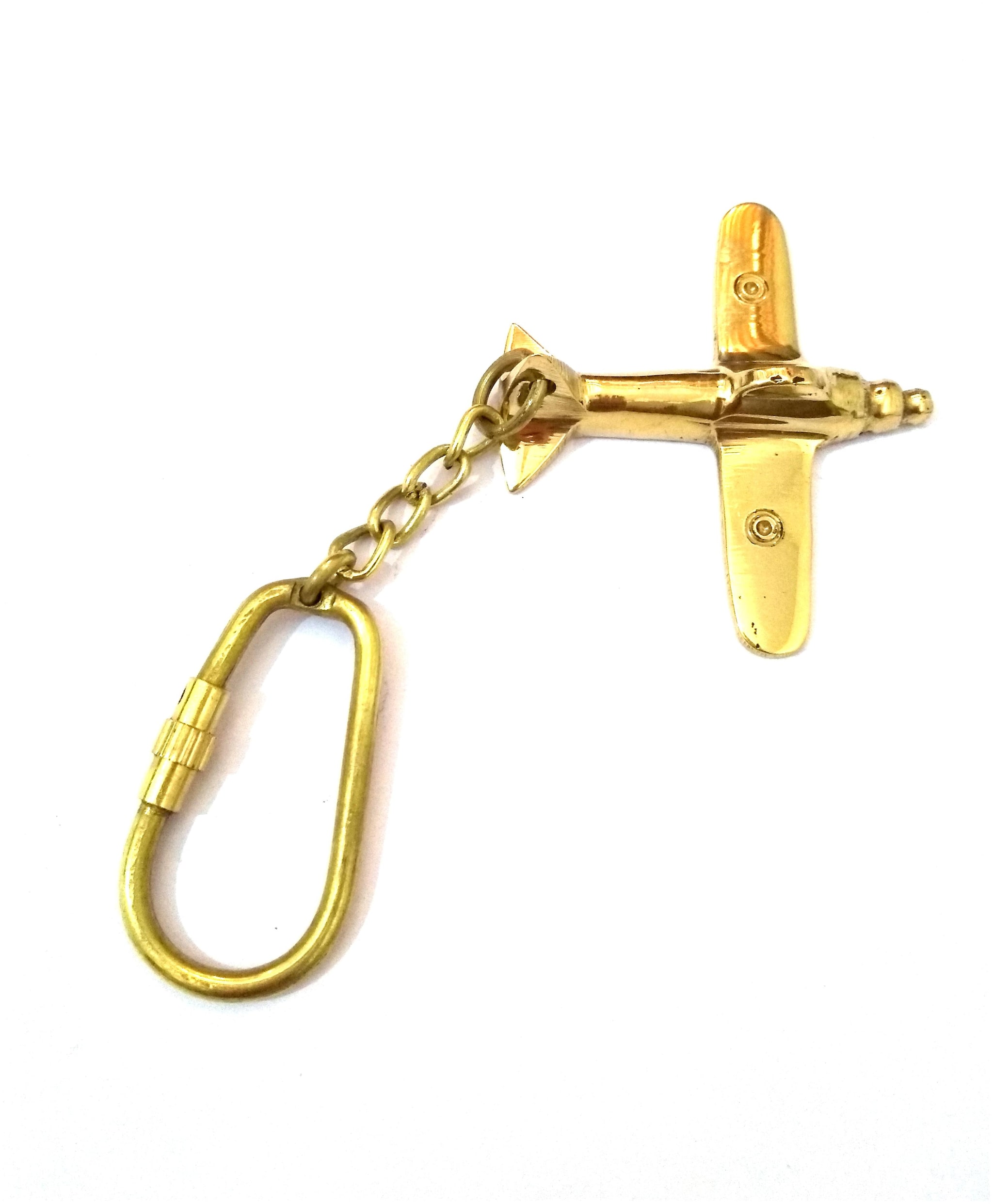 

Nautical Brass Airplane Keychain