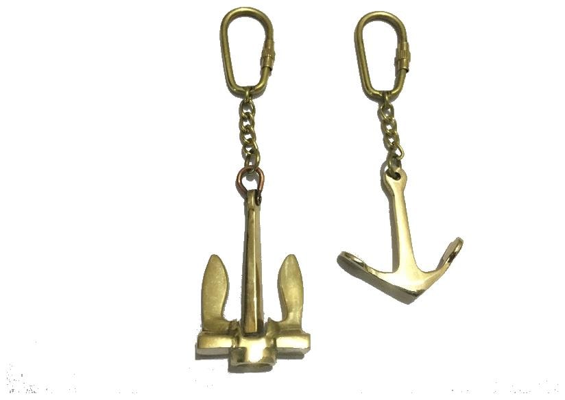 

Nautical Brass Anchor Keychain-Set of 2