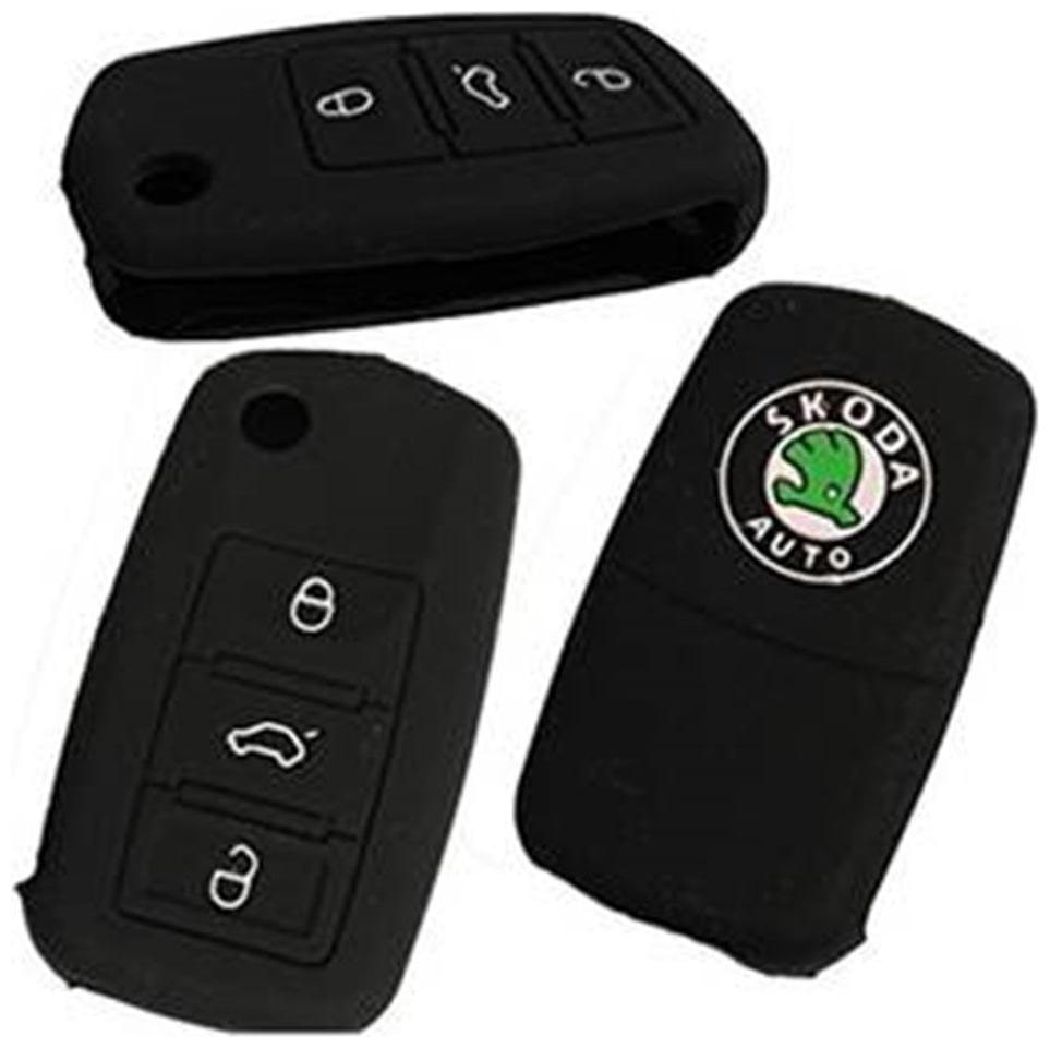 

oneOeightdesigns Silicon Key Cover for SKODA Laura Rapid Fabia Octavia Remote Flip Key (Black)