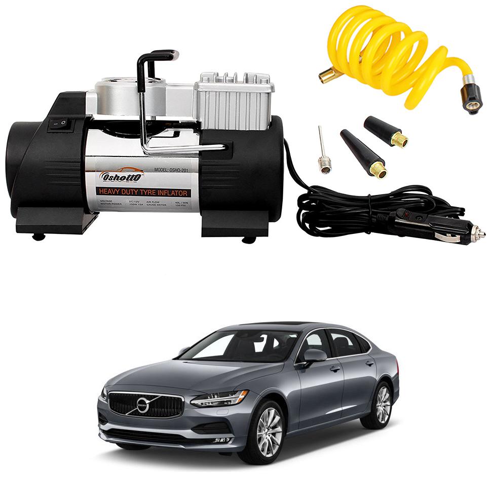 

Oshotto 12V Heavy Duty Double Cylinder Air Compressor Tyre Inflator Compatible with Volvo S-90 (Black)