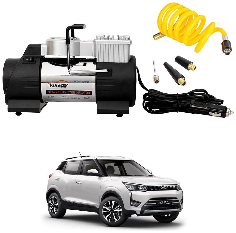 

Oshotto 12V Heavy Duty Double Cylinder Air Compressor Tyre Inflator Compatible with Mahindra Xuv-300 (Black)