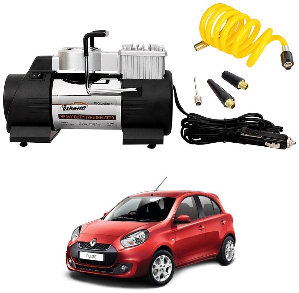 

Oshotto 12V Double Cylinder Air Compressor Tyre Inflator Compatible with Renault Pulse (Black)