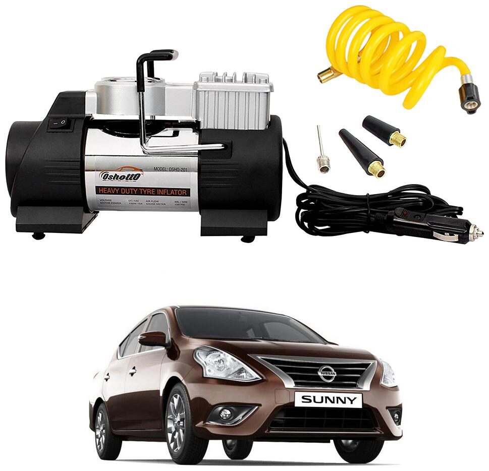 

Oshotto 12V Double Cylinder Air Compressor Tyre Inflator Compatible with Nissan Sunny (Black)