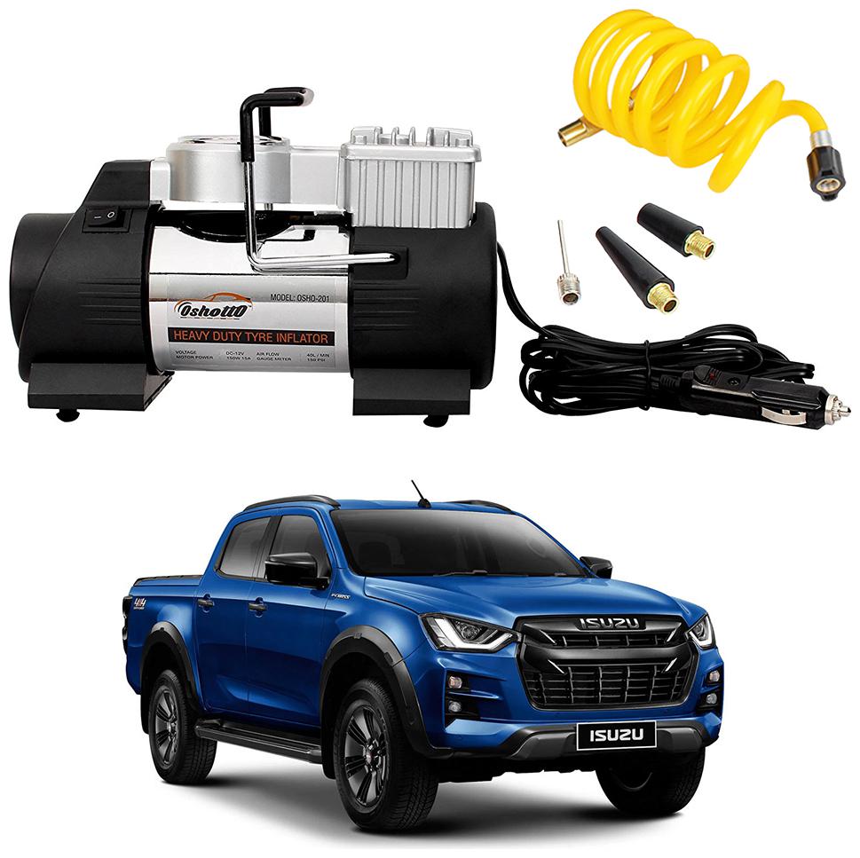 

Oshotto 12V Heavy Duty Double Cylinder Air Compressor Tyre Inflator Compatible with Isuzu D-Max V-Cross (Black)