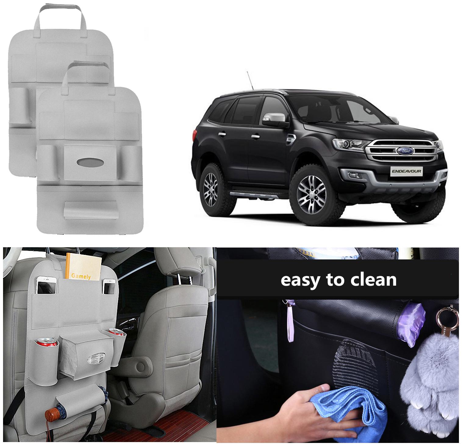 

Oshotto Car Backseat Storage Organizer Phone Holder MultiPocket for Bottles Tissue Boxes Kids Toy Storage and Great Travel Accessory Compatible with Ford Endeavour (Set of 2) Grey