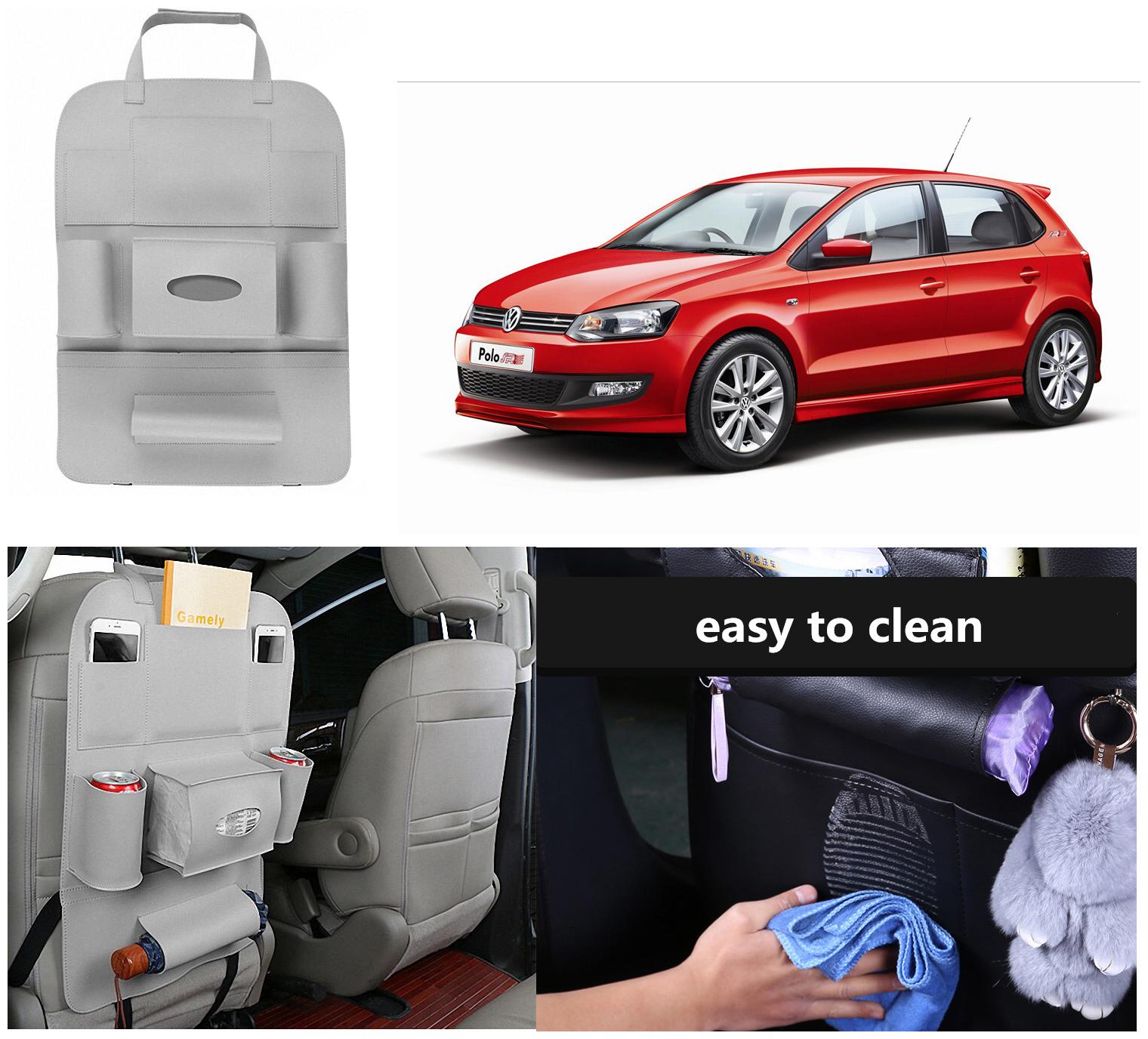 

Oshotto Car Backseat Storage Organizer Phone Holder Multi-Pocket for Bottles Tissue Boxes Kids Toy Storage and Great Travel Accessory Compatible with Volkswagen Polo (Grey)