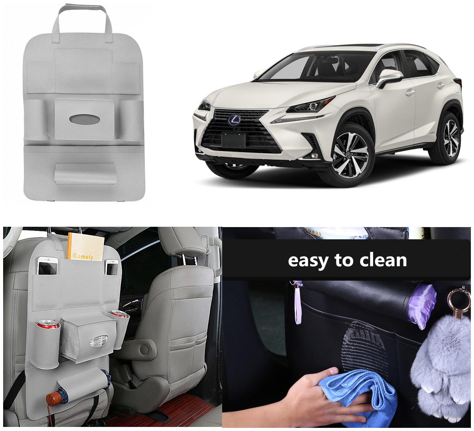 

Oshotto Car Backseat Storage Organizer Phone Holder Multi-Pocket for Bottles Tissue Boxes Kids Toy Storage and Great Travel Accessory Compatible with Lexus NX (Grey)