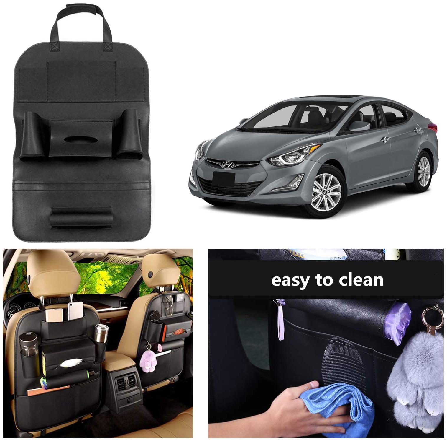 

Oshotto Car Backseat Storage Organizer Phone Holder Multi-Pocket for Bottles Tissue Boxes Kids Toy Storage and Great Travel Accessory Compatible with Hyundai Elantra (Black)