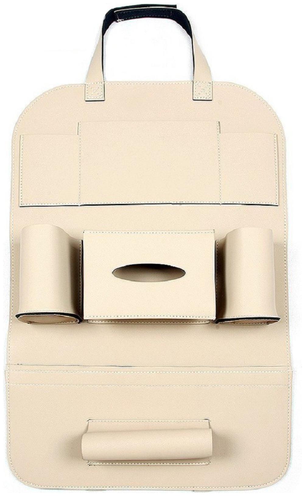 

OSHOTTO Car Backseat Storage Organizer Phone Holder Multi-Pocket for Bottles Tissue Boxes Kids Toy Storage and Great Travel Accessory Kick Mat Seat Protector For Hyundai I-10Grand (Beige)