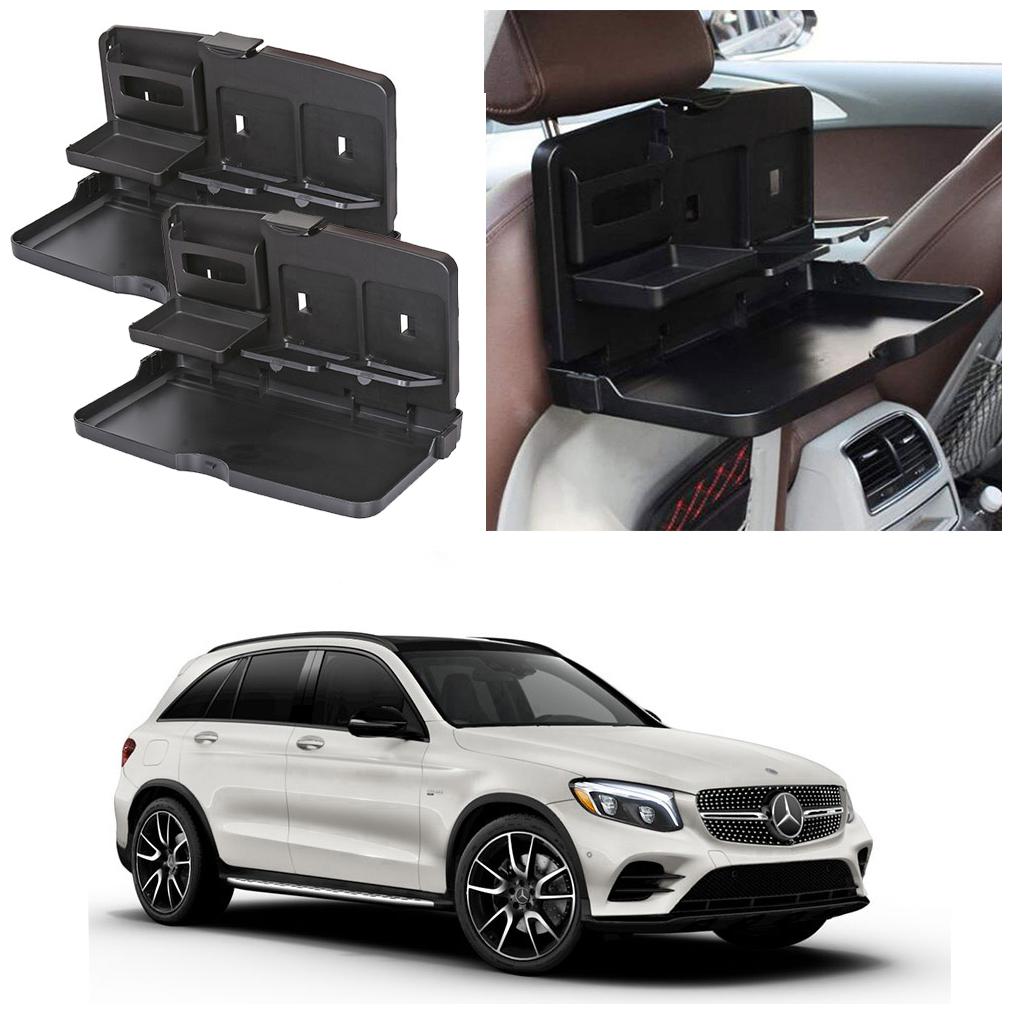 

Oshotto Car Backseat Food Travel Dining Meal Snaks Tray Cup Holder Compatible with Mercedes-Benz Glc (Black) - Set of 2