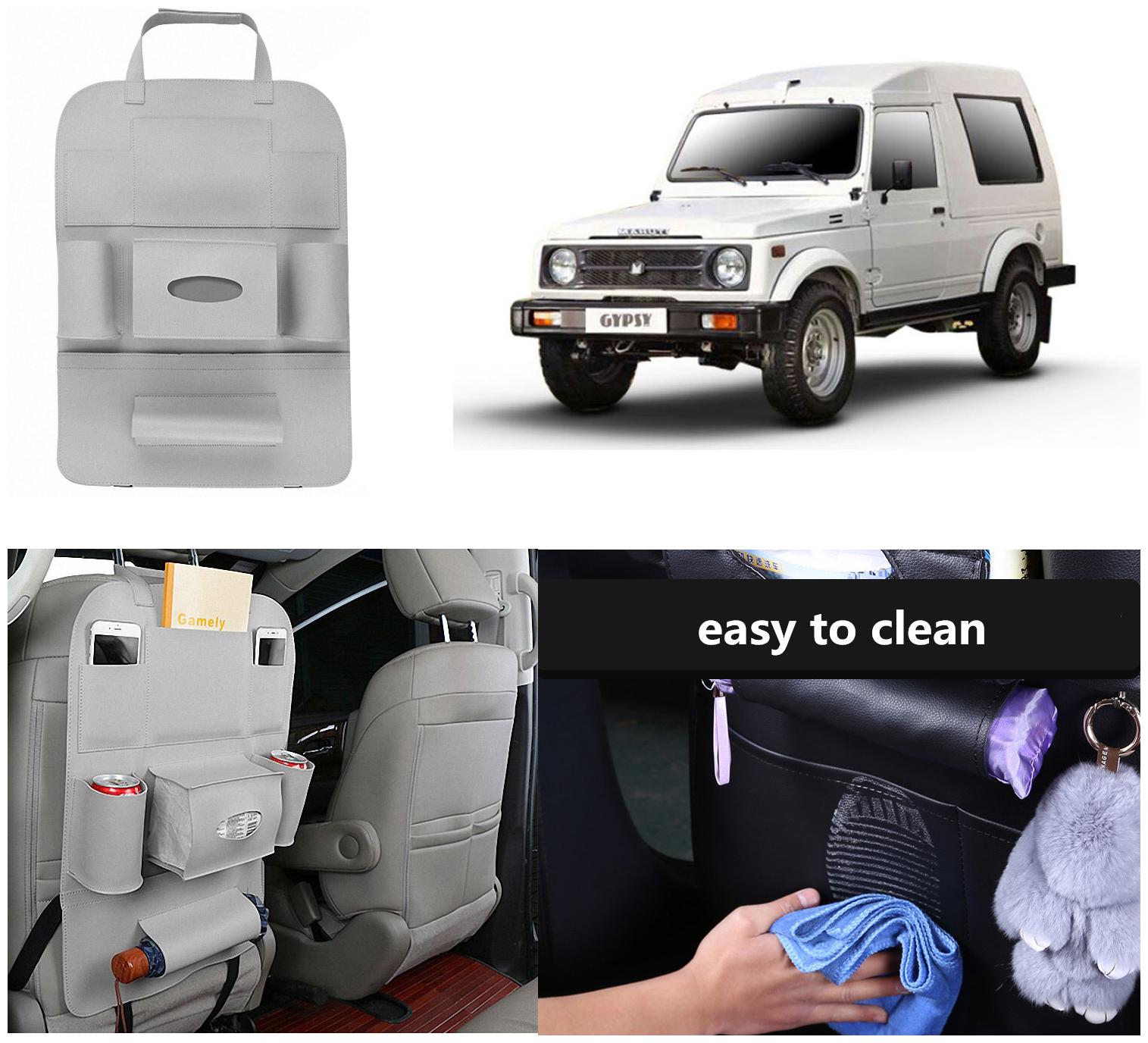 

Oshotto Car Backseat Storage Organizer Phone Holder Multi-Pocket for Bottles Tissue Boxes Kids Toy Storage and Great Travel Accessory Compatible with Maruti Suzuki Gypsy (Grey)