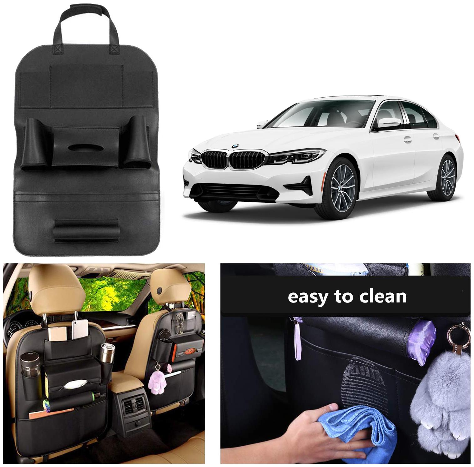 

Oshotto Car Backseat Storage Organizer Phone Holder Multi-Pocket for Bottles Tissue Boxes Kids Toy Storage and Great Travel Accessory Compatible with BMW 3 Series 2020 (Black)