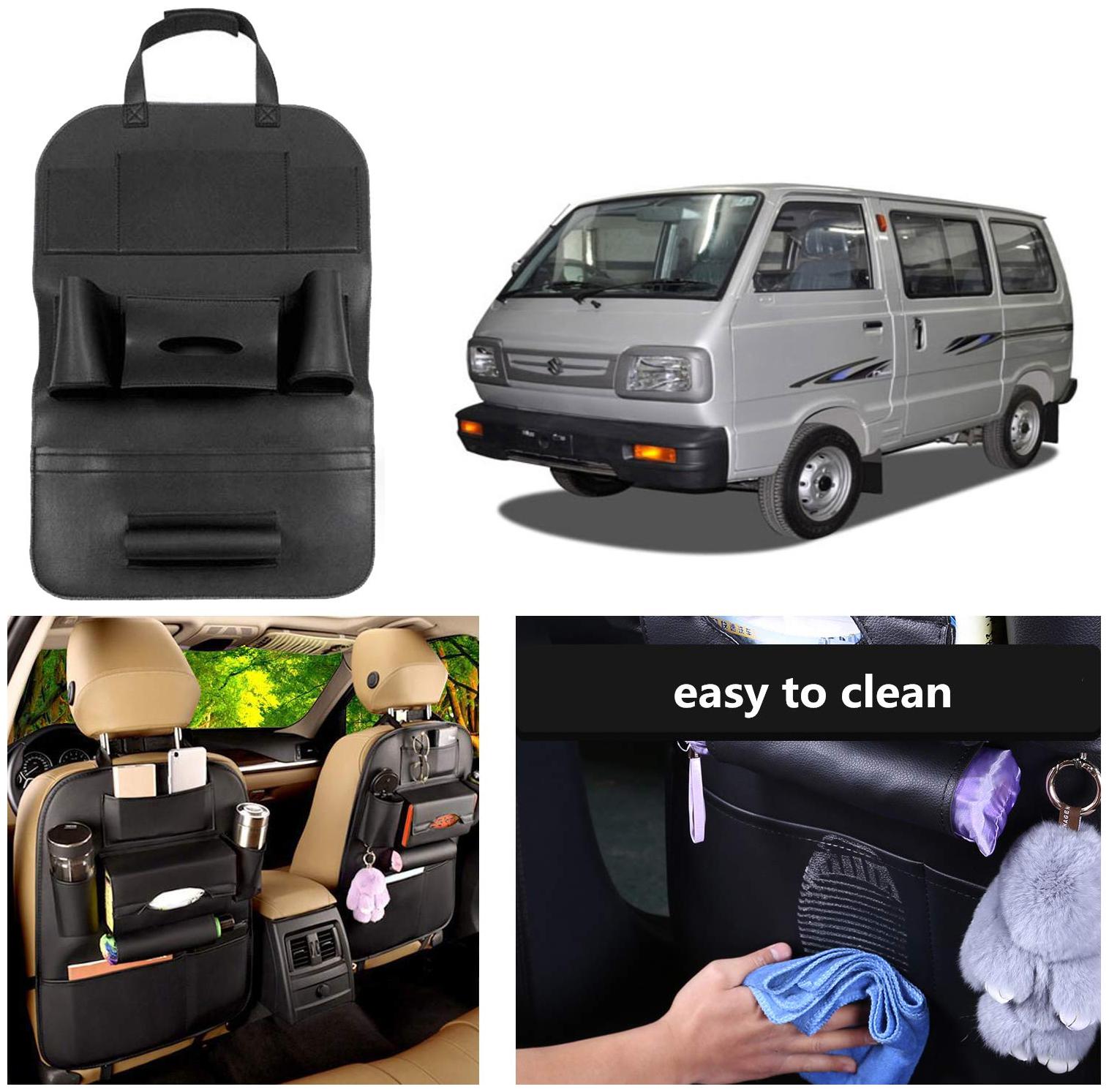 

Oshotto Car Backseat Storage Organizer Phone Holder Multi-Pocket for Bottles Tissue Boxes Kids Toy Storage and Great Travel Accessory Compatible with Maruti Suzuki Omni (Black)