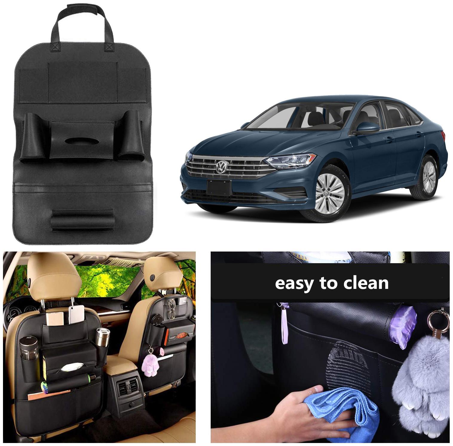 

Oshotto Car Backseat Storage Organizer Phone Holder Multi-Pocket for Bottles Tissue Boxes Kids Toy Storage and Great Travel Accessory Compatible with Volkswagen Jetta (Black)