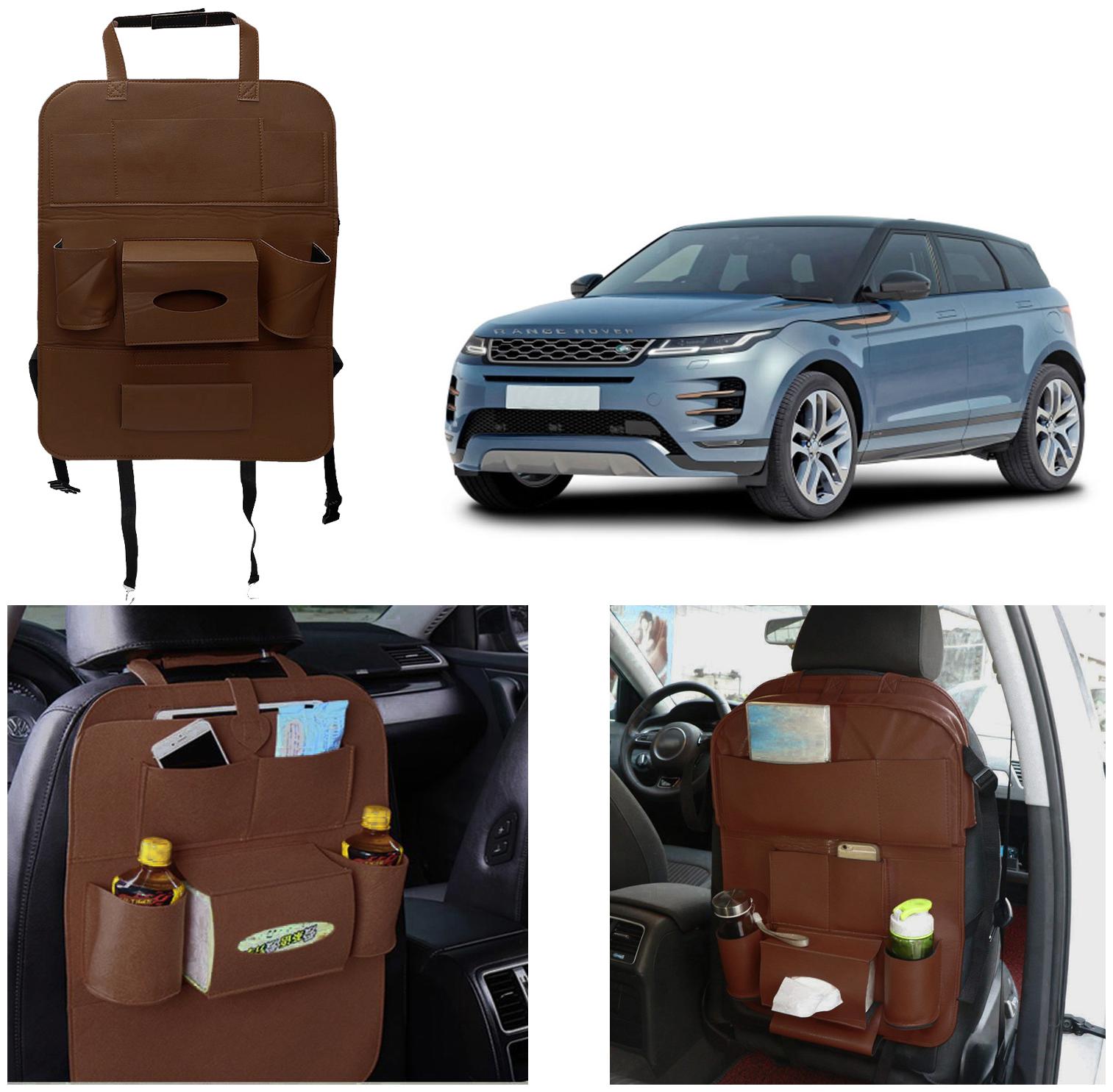 

Oshotto Car Backseat Storage Organizer Phone Holder Multi-Pocket for Bottles Tissue Boxes Kids Toy Storage and Great Travel Accessory Compatible with Rangerover Evoque (Brown)