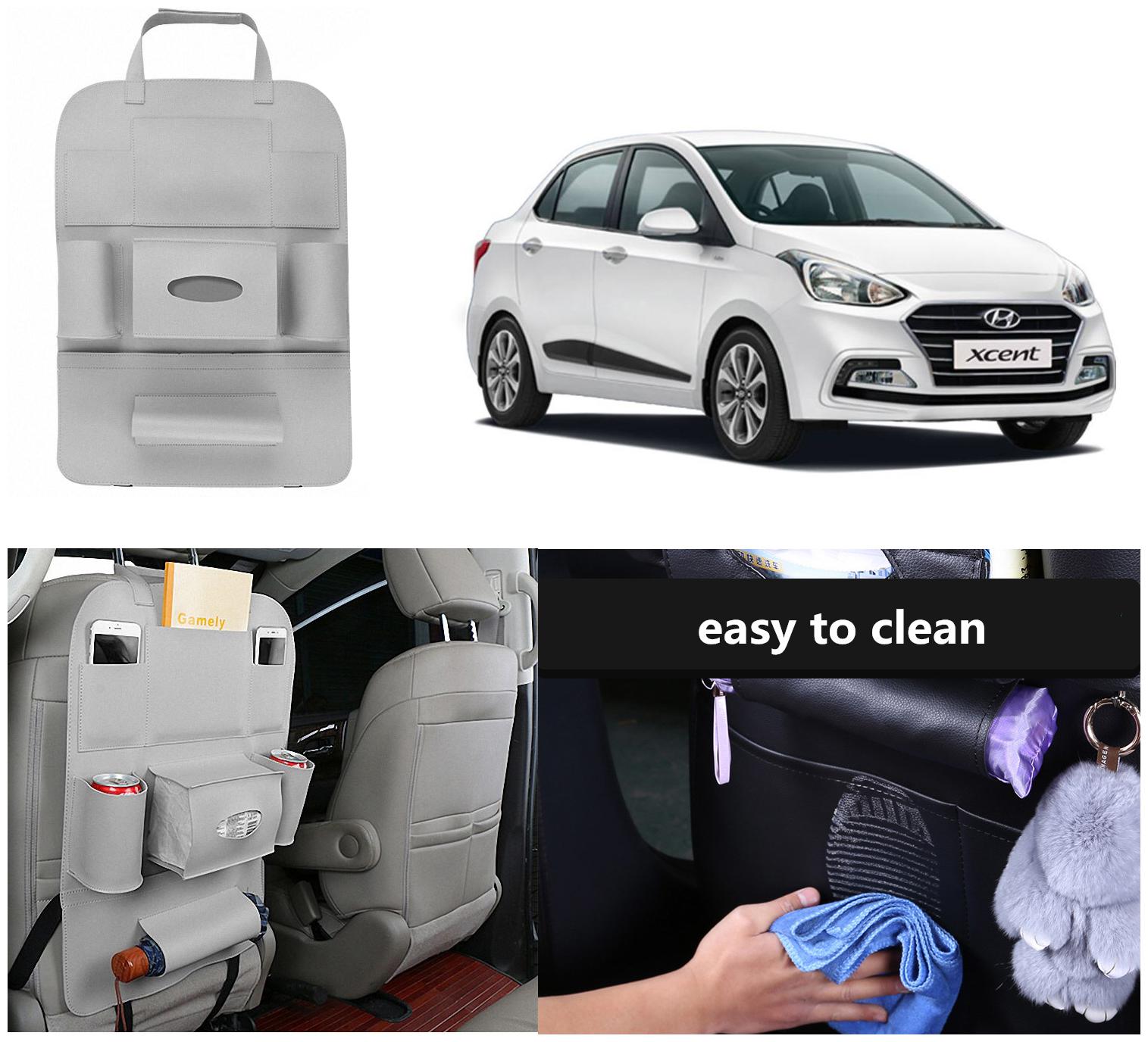 

Oshotto Car Backseat Storage Organizer Phone Holder Multi-Pocket for Bottles Tissue Boxes Kids Toy Storage and Great Travel Accessory Compatible with Hyundai Xcent (Grey)