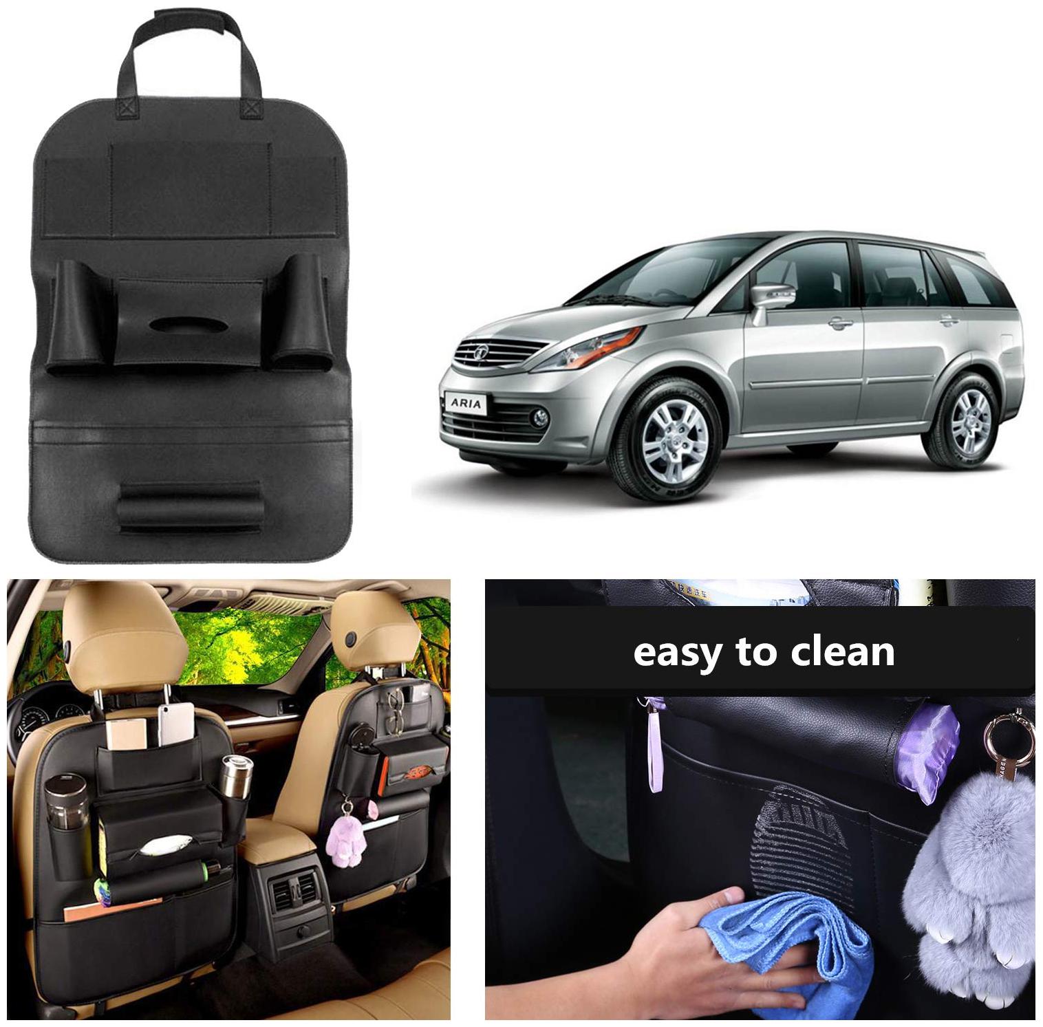 

Oshotto Car Backseat Storage Organizer Phone Holder Multi-Pocket for Bottles Tissue Boxes Kids Toy Storage and Great Travel Accessory Compatible with Tata Aria (Black)