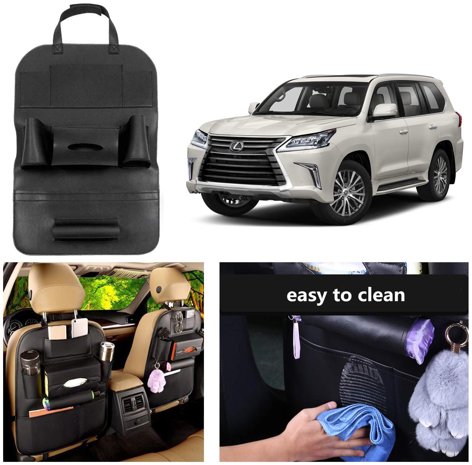 

Oshotto Car Backseat Storage Organizer Phone Holder Multi-Pocket for Bottles Tissue Boxes Kids Toy Storage and Great Travel Accessory Compatible with Lexus LX 570 (Black)