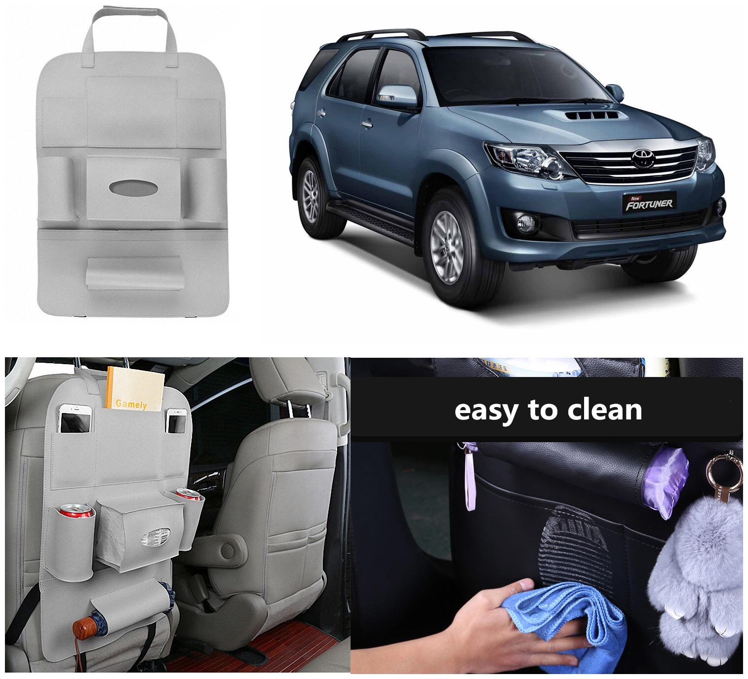 

Oshotto Car Backseat Storage Organizer Phone Holder Multi-Pocket for Bottles Tissue Boxes Kids Toy Storage and Great Travel Accessory Compatible with Toyota Fortuner (Grey)