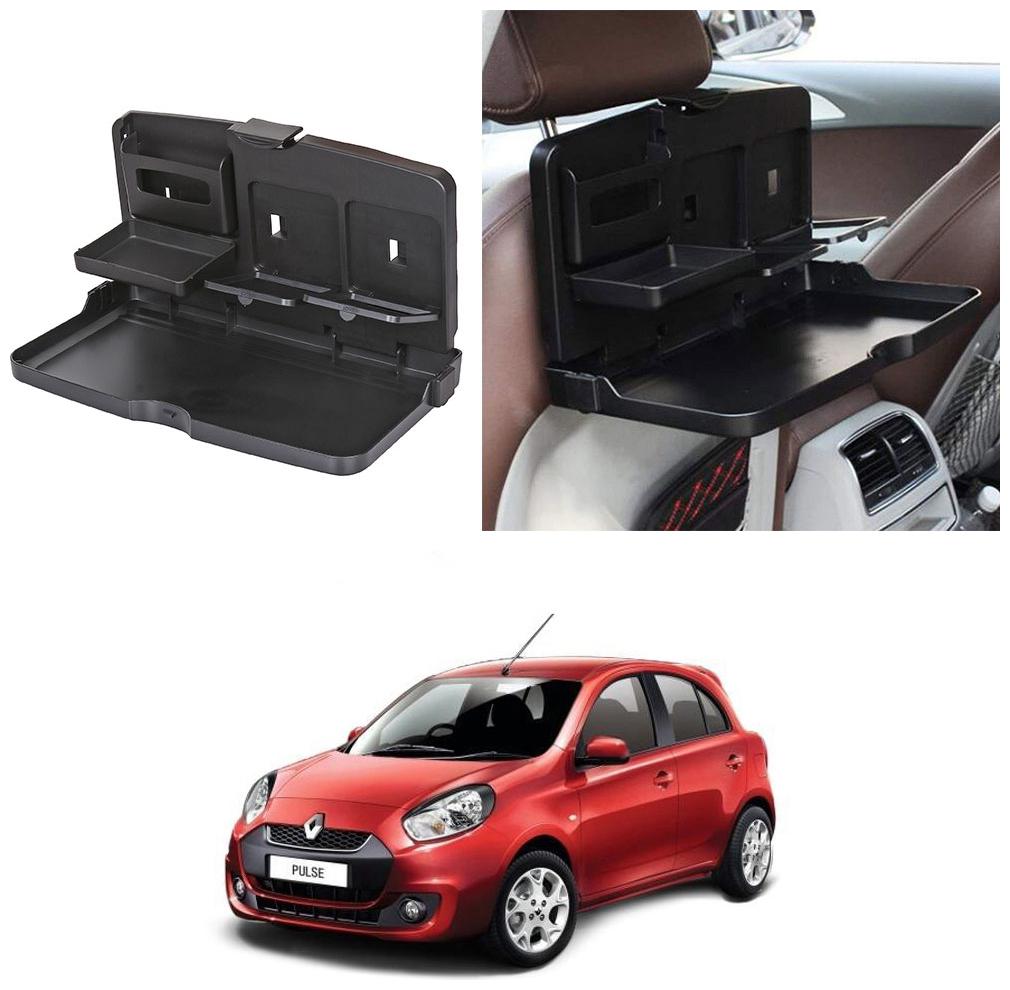 

Oshotto Car Backseat Food Travel Dining Meal Snaks Tray Cup Holder Compatible with Renault Pulse (Black) - 1 pc