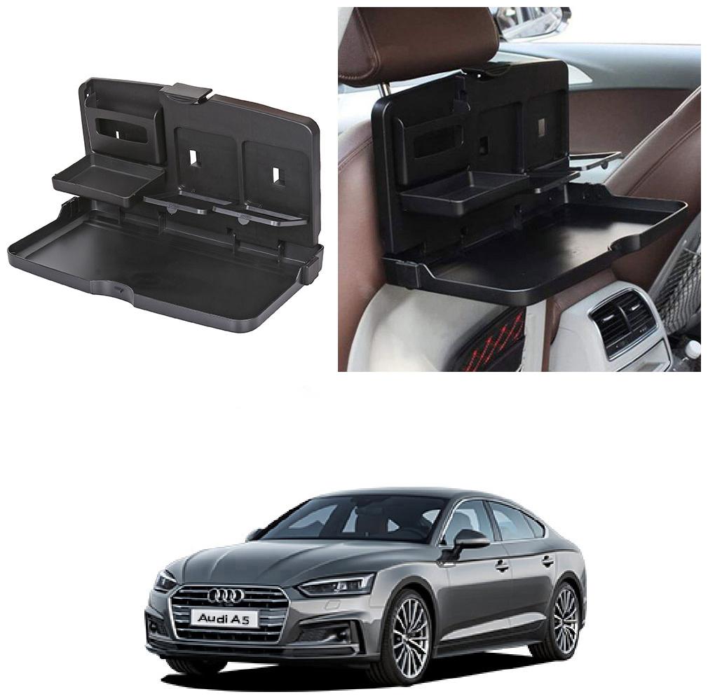 

Oshotto Car Backseat Food Travel Dining Meal Snaks Tray Cup Holder Compatible with Audi A5 (Black) - 1 pc