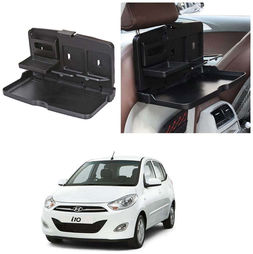 

Oshotto Car Backseat Food Travel Dining Meal Snaks Tray Cup Holder Compatible with Hyundai i10 (Black) - 1 pc