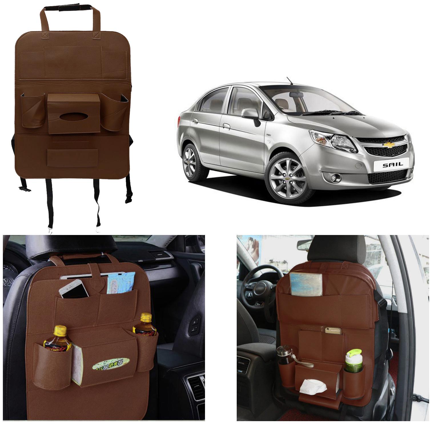 

Oshotto Car Backseat Storage Organizer Phone Holder Multi-Pocket for Bottles Tissue Boxes Kids Toy Storage and Great Travel Accessory Compatible with Chevrolet Sail (Brown)