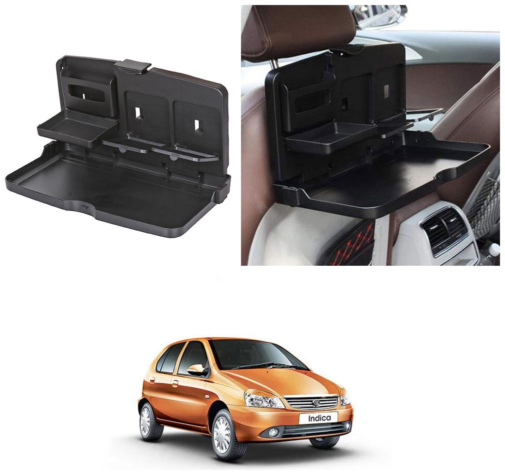 

Oshotto Car Backseat Food Travel Dining Meal Snaks Tray Cup Holder Compatible with Tata Indica (Black) - 1 pc