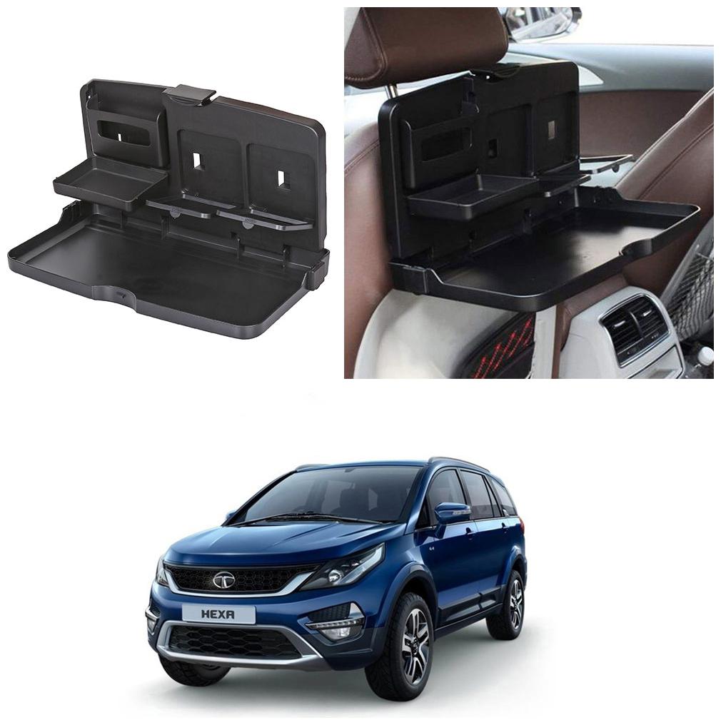 

Oshotto Car Backseat Food Travel Dining Meal Snaks Tray Cup Holder Compatible with Tata Hexa (Black) - 1 pc