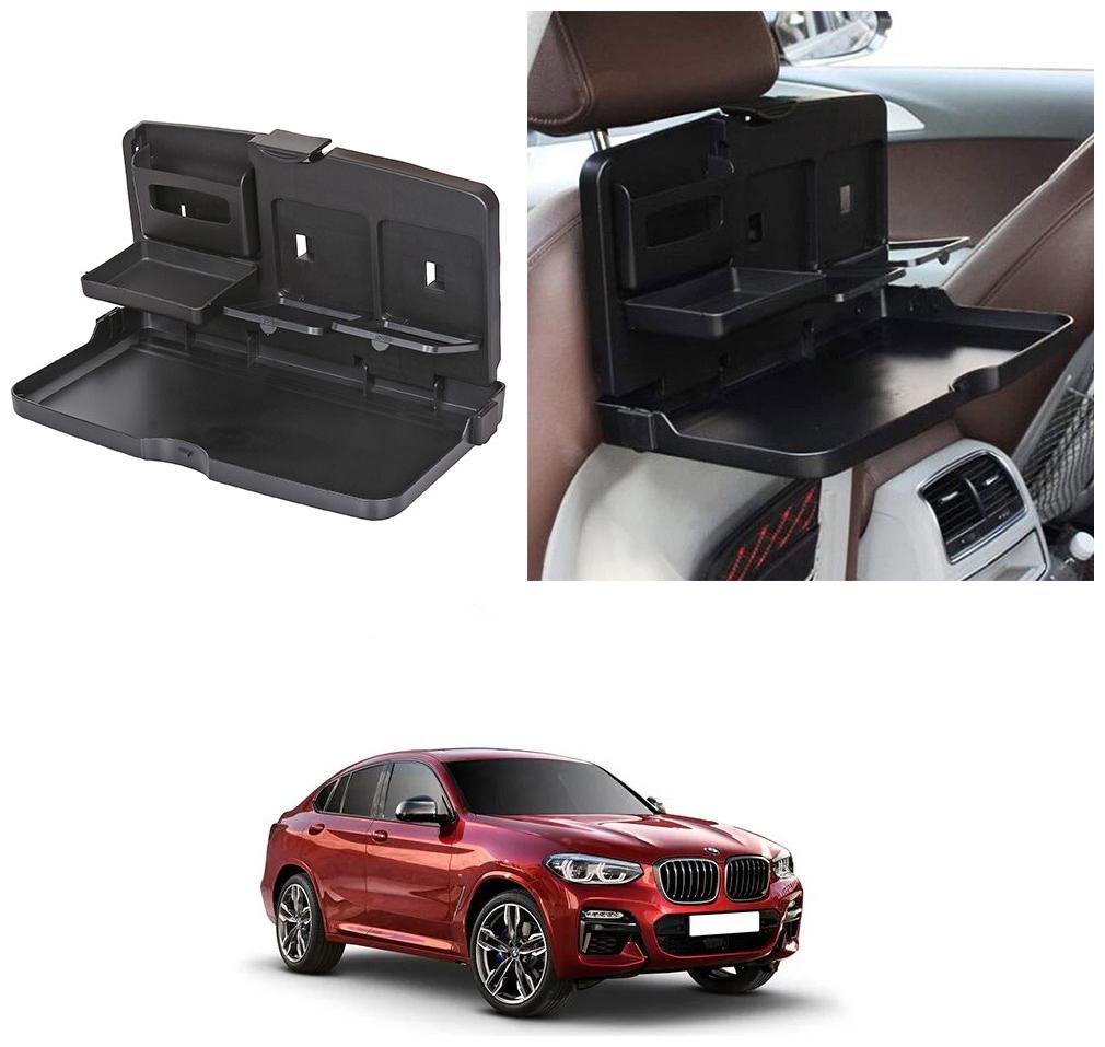 

Oshotto Car Backseat Food Travel Dining Meal Snaks Tray Cup Holder Compatible with BMW X4 (Black) - 1 pc