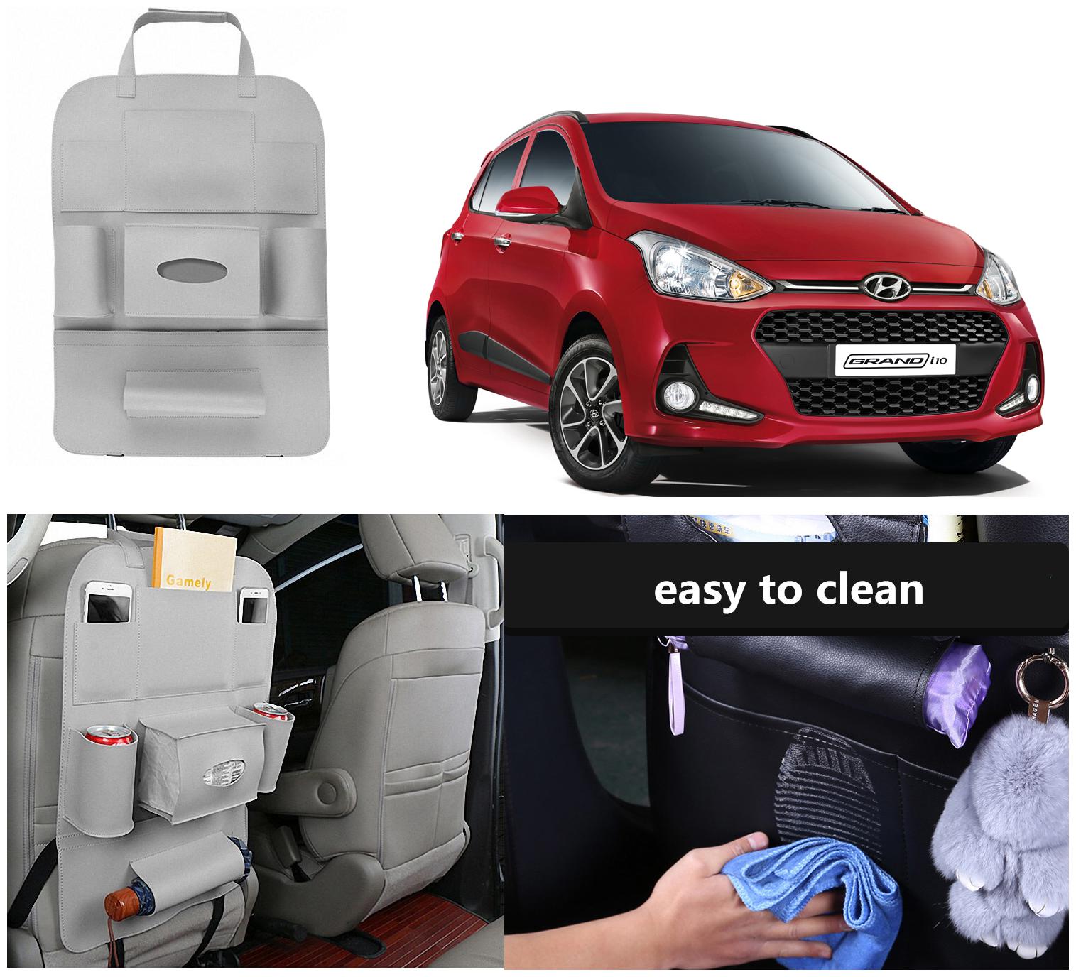 

Oshotto Car Backseat Storage Organizer Phone Holder Multi-Pocket for Bottles Tissue Boxes Kids Toy Storage and Great Travel Accessory Compatible with Hyundai I-10Grand (Grey)