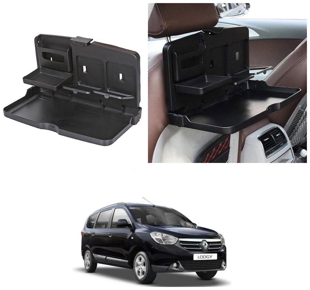 

Oshotto Car Backseat Food Travel Dining Meal Snaks Tray Cup Holder Compatible with Renault Lodgy (Black) - 1 pc
