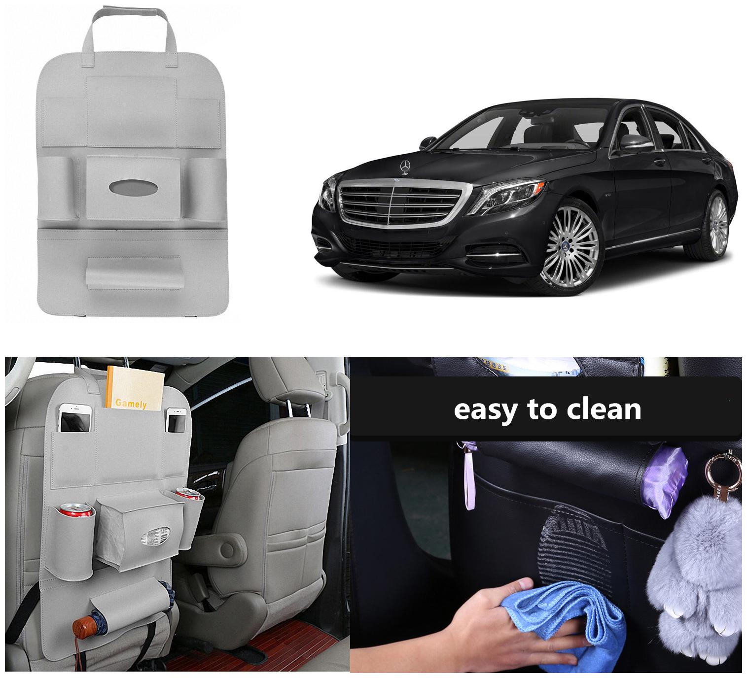 

Oshotto Car Backseat Storage Organizer Phone Holder Multi-Pocket for Bottles Tissue Boxes Kids Toy Storage and Great Travel Accessory Compatible with Mercedes-Benz S Class (Grey)