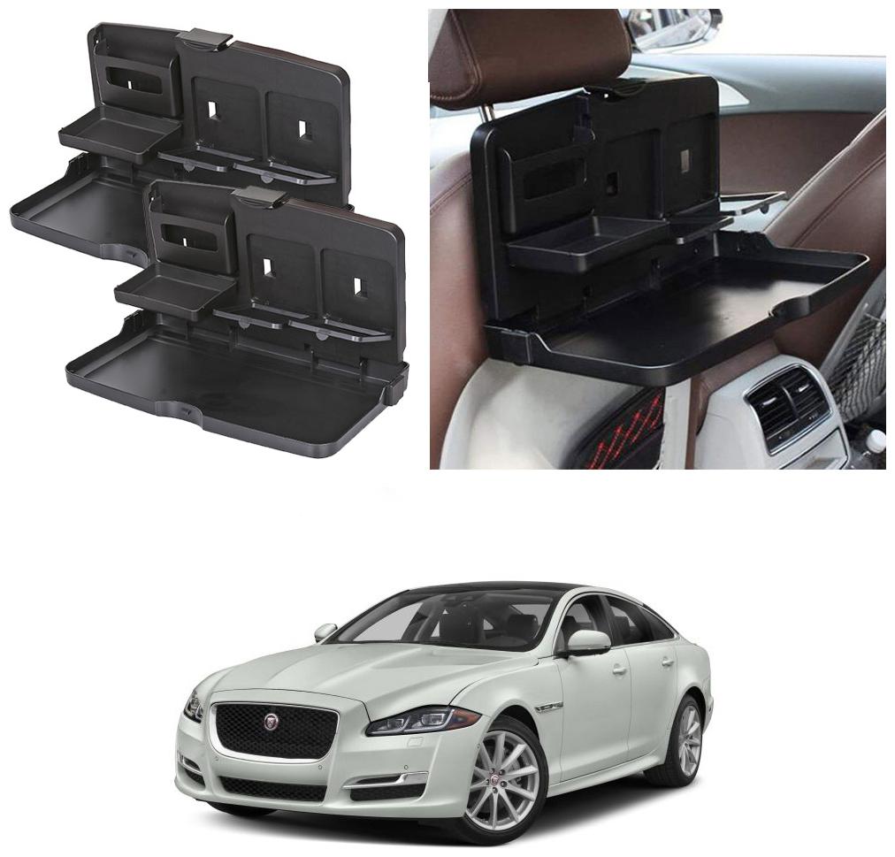 

Oshotto Car Backseat Food Travel Dining Meal Snaks Tray Cup Holder Compatible with Jaguar XJ (Black) - Set of 2