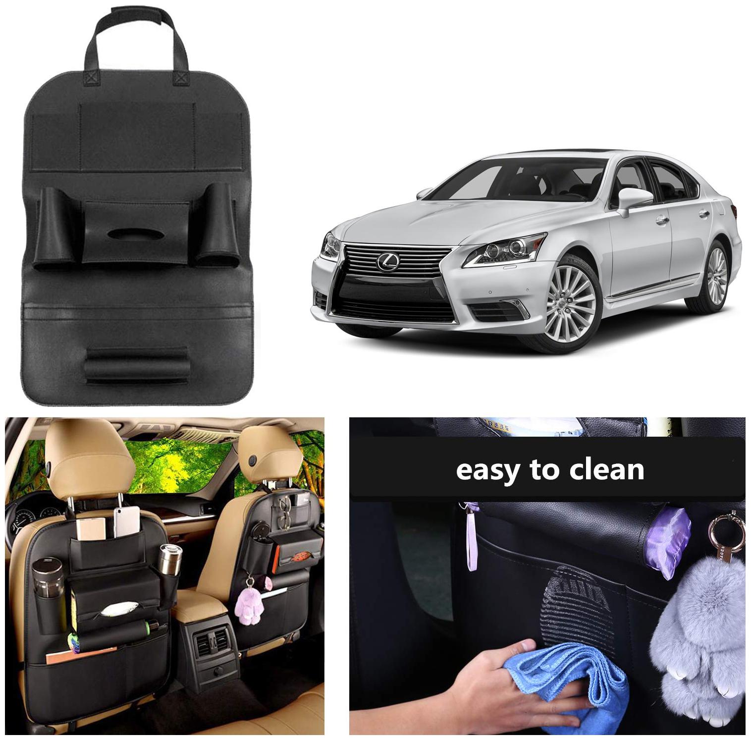 

Oshotto Car Backseat Storage Organizer Phone Holder Multi-Pocket for Bottles Tissue Boxes Kids Toy Storage and Great Travel Accessory Compatible with Lexus LS (Black)