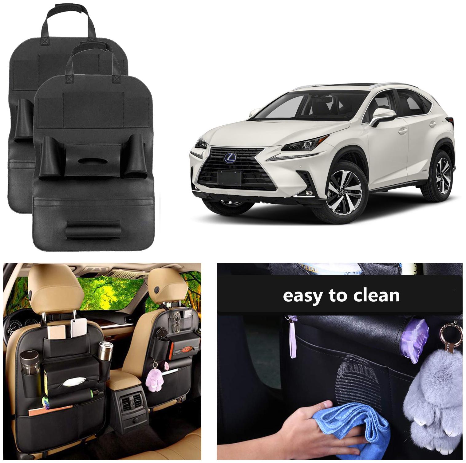 

Oshotto Car Backseat Storage Organizer Phone Holder MultiPocket for Bottles Tissue Boxes Kids Toy Storage and Great Travel Accessory Compatible with LEXUS NX (Set of 2) Black