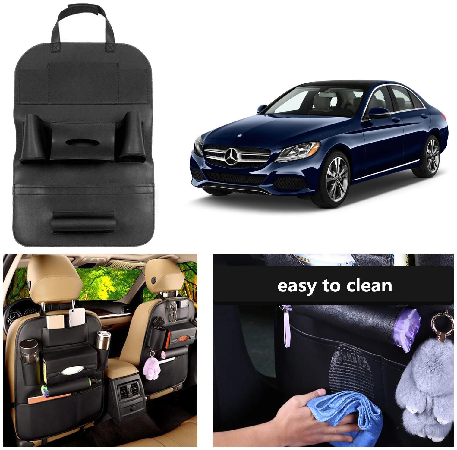 

Oshotto Car Backseat Storage Organizer Phone Holder Multi-Pocket for Bottles Tissue Boxes Kids Toy Storage and Great Travel Accessory Compatible with Mercedes-Benz C-Class 2016 -2021 (Black)