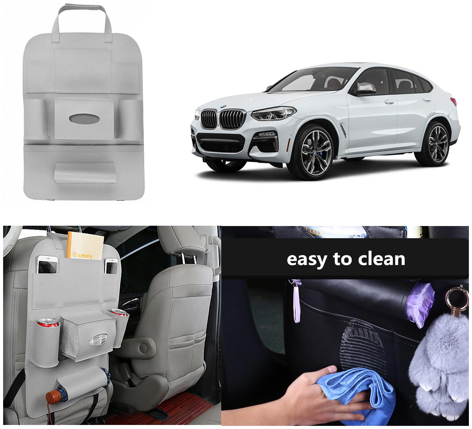 

Oshotto Car Backseat Storage Organizer Phone Holder Multi-Pocket for Bottles Tissue Boxes Kids Toy Storage and Great Travel Accessory Compatible with BMW 6GT (Grey)