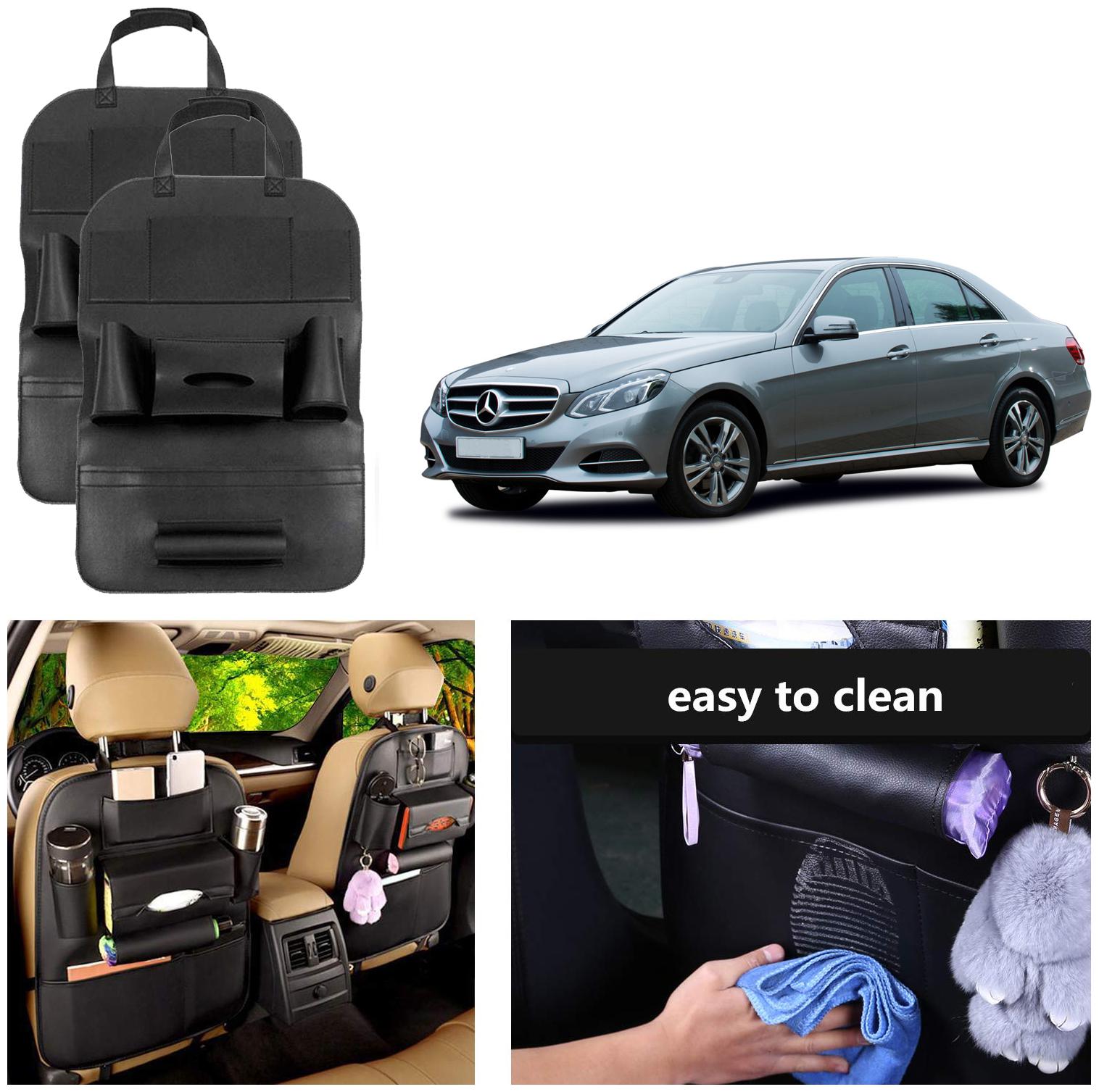 

Oshotto Car Backseat Storage Organizer MultiPocket for Bottles Tissue Boxes Kids Toy Storage and Great Travel Accessory Compatible with MercedesBenz EClass 20102015 (Set of 2) Black