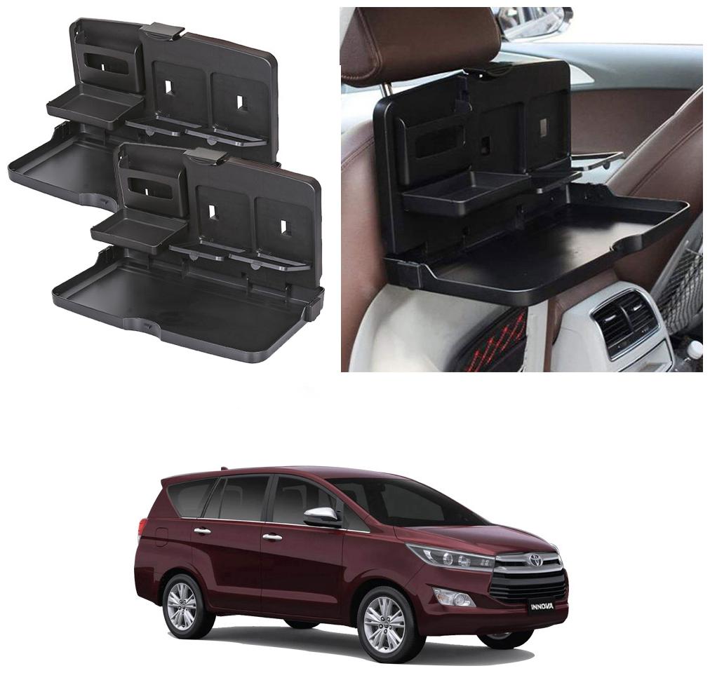 

Oshotto Car Backseat Food Travel Dining Meal Snaks Tray Cup Holder for Toyota Innova (Black) - Set of 2