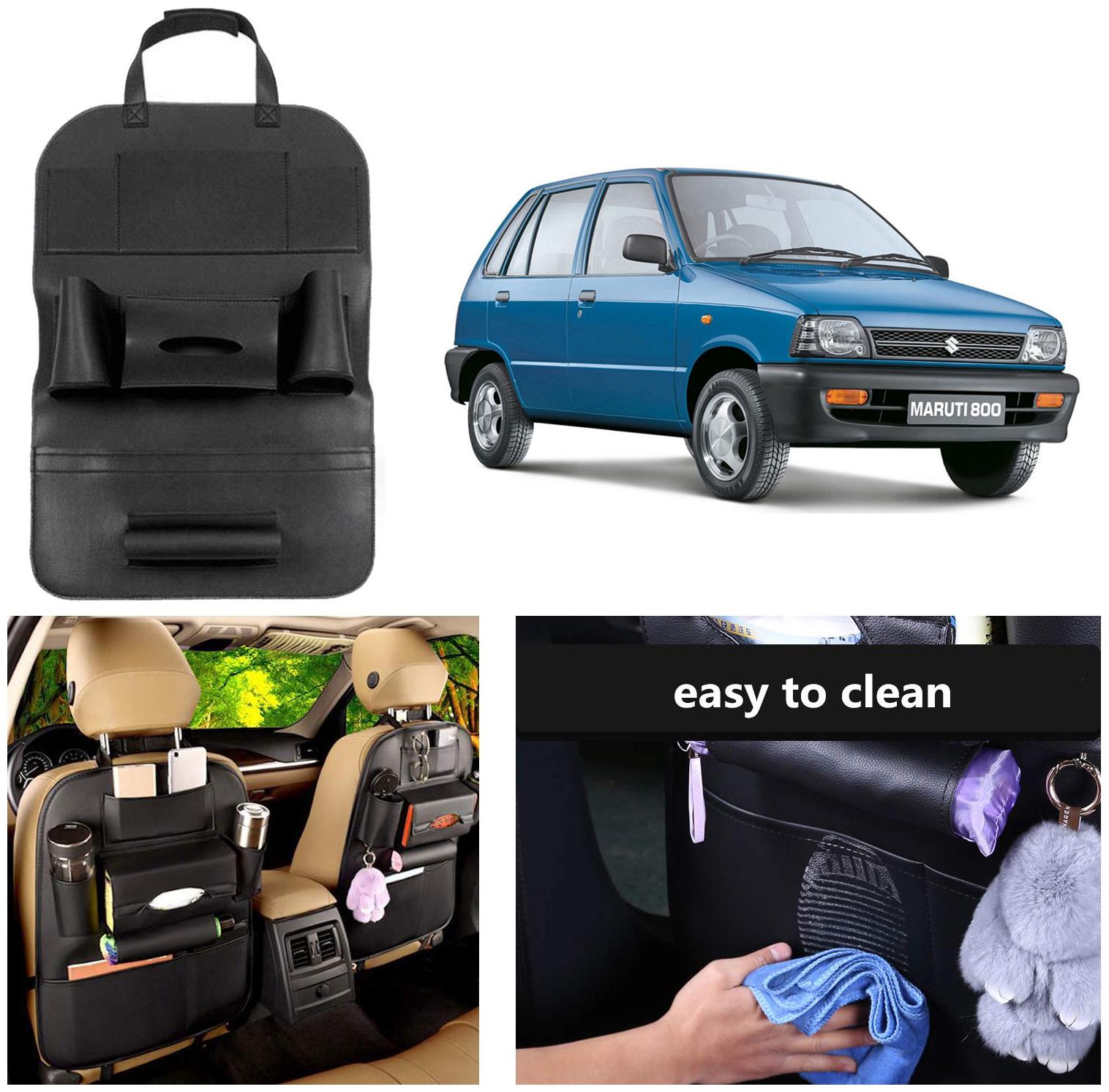 

Oshotto Car Backseat Storage Organizer Phone Holder Multi-Pocket for Bottles Tissue Boxes Kids Toy Storage and Great Travel Accessory Compatible with Maruti Suzuki 800 (Black)