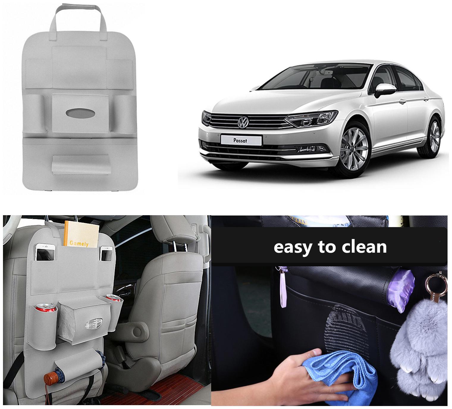 

Oshotto Car Backseat Storage Organizer Phone Holder Multi-Pocket for Bottles Tissue Boxes Kids Toy Storage and Great Travel Accessory Compatible with Volkswagen Passat (Grey)