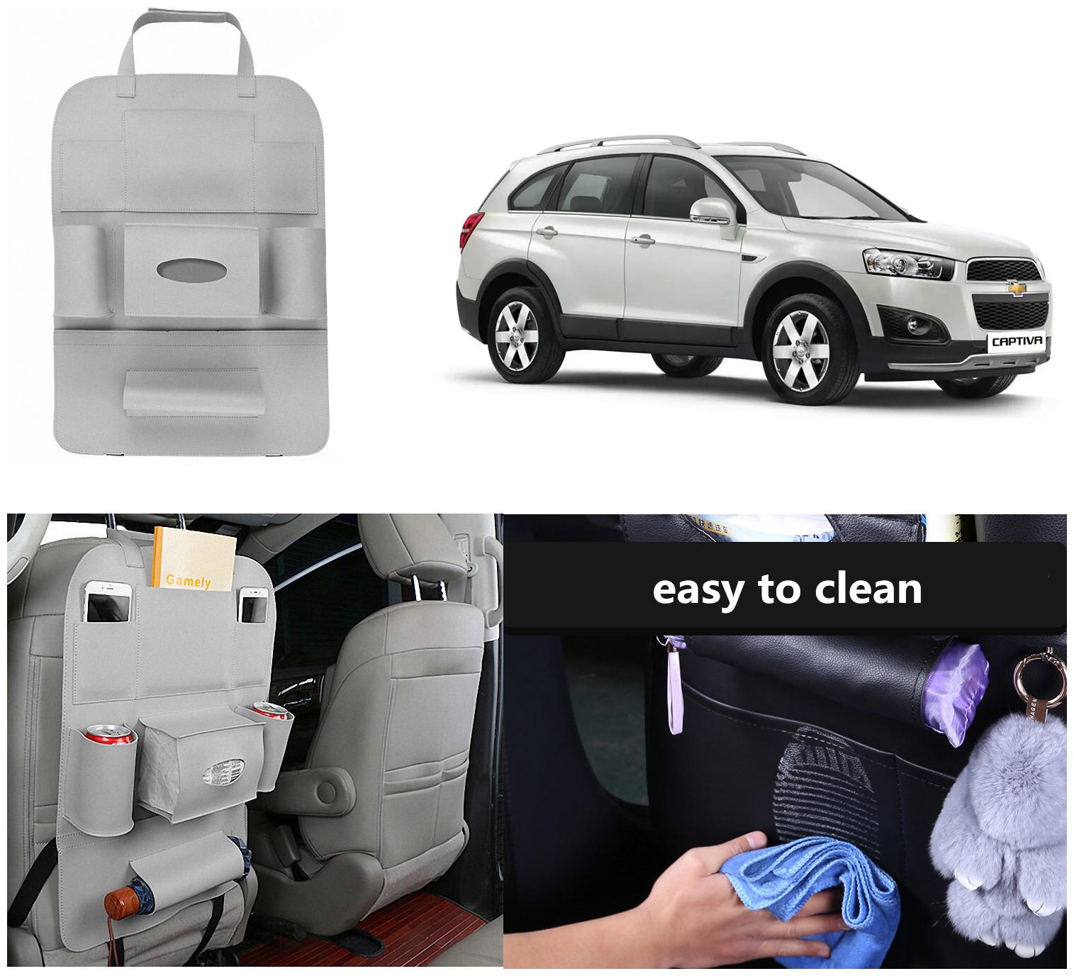 

Oshotto Car Backseat Storage Organizer Phone Holder Multi-Pocket for Bottles Tissue Boxes Kids Toy Storage and Great Travel Accessory Compatible with Chevrolet Captiva (Grey)