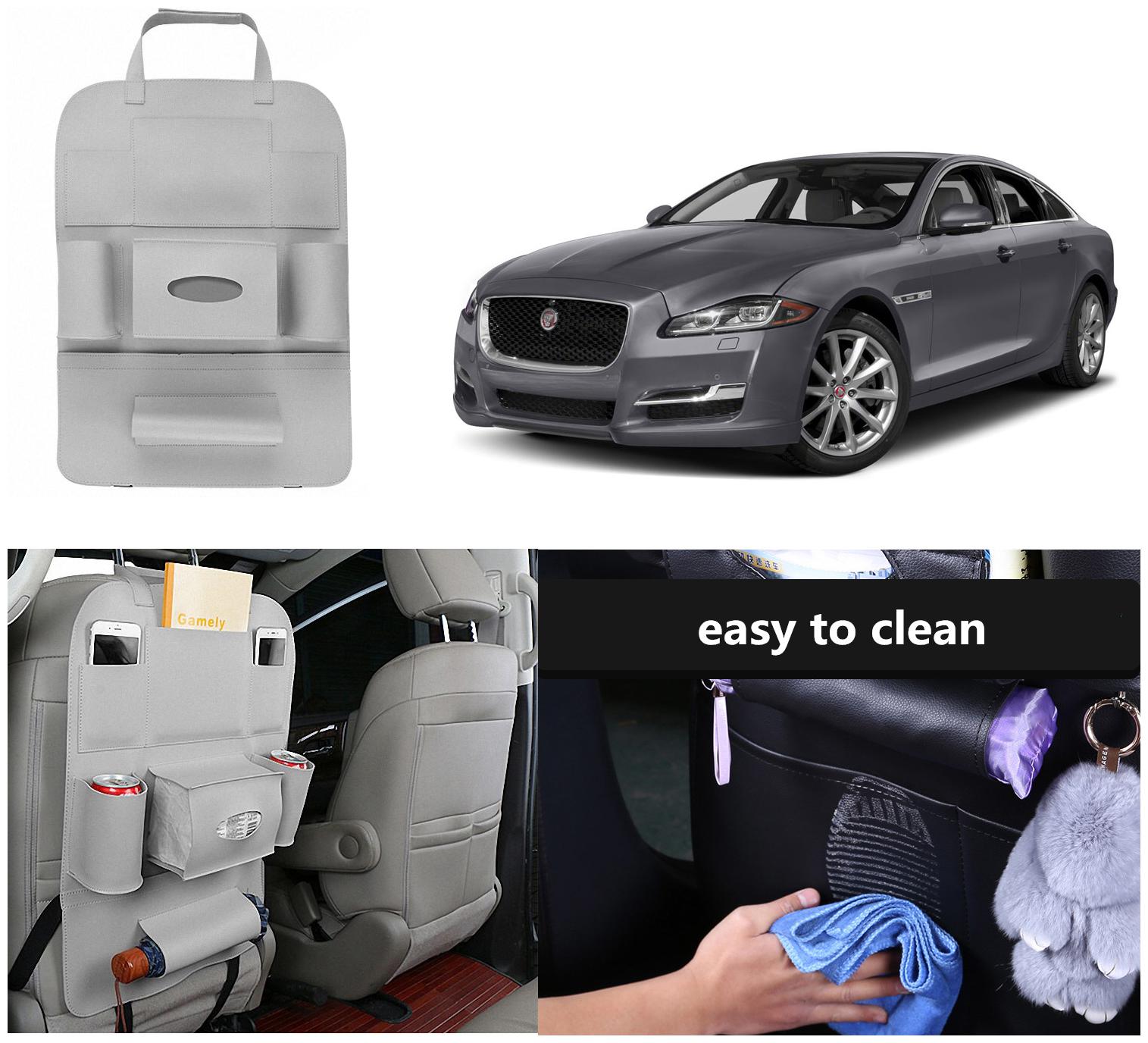 

Oshotto Car Backseat Storage Organizer Phone Holder Multi-Pocket for Bottles Tissue Boxes Kids Toy Storage and Great Travel Accessory Compatible with Jaguar XJ (Grey)