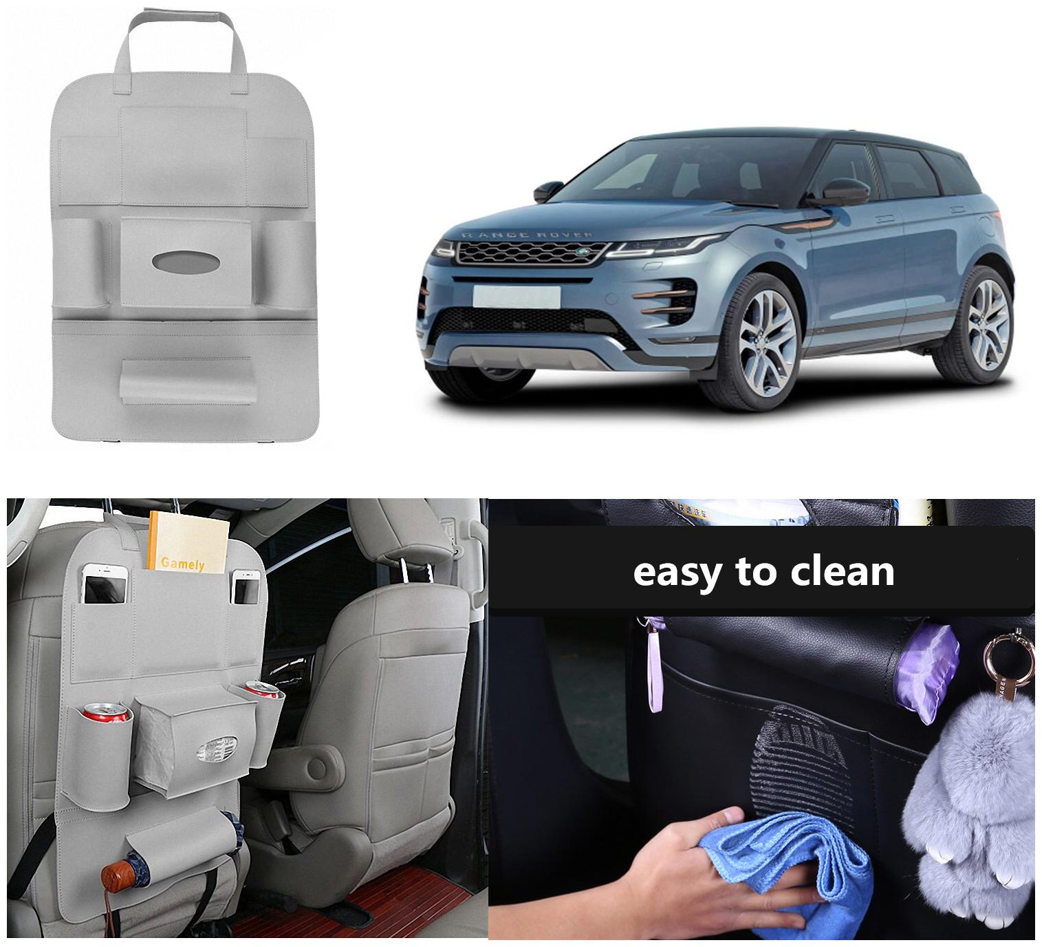 

Oshotto Car Backseat Storage Organizer Phone Holder Multi-Pocket for Bottles Tissue Boxes Kids Toy Storage and Great Travel Accessory Compatible with Rangerover Evoque (Grey)