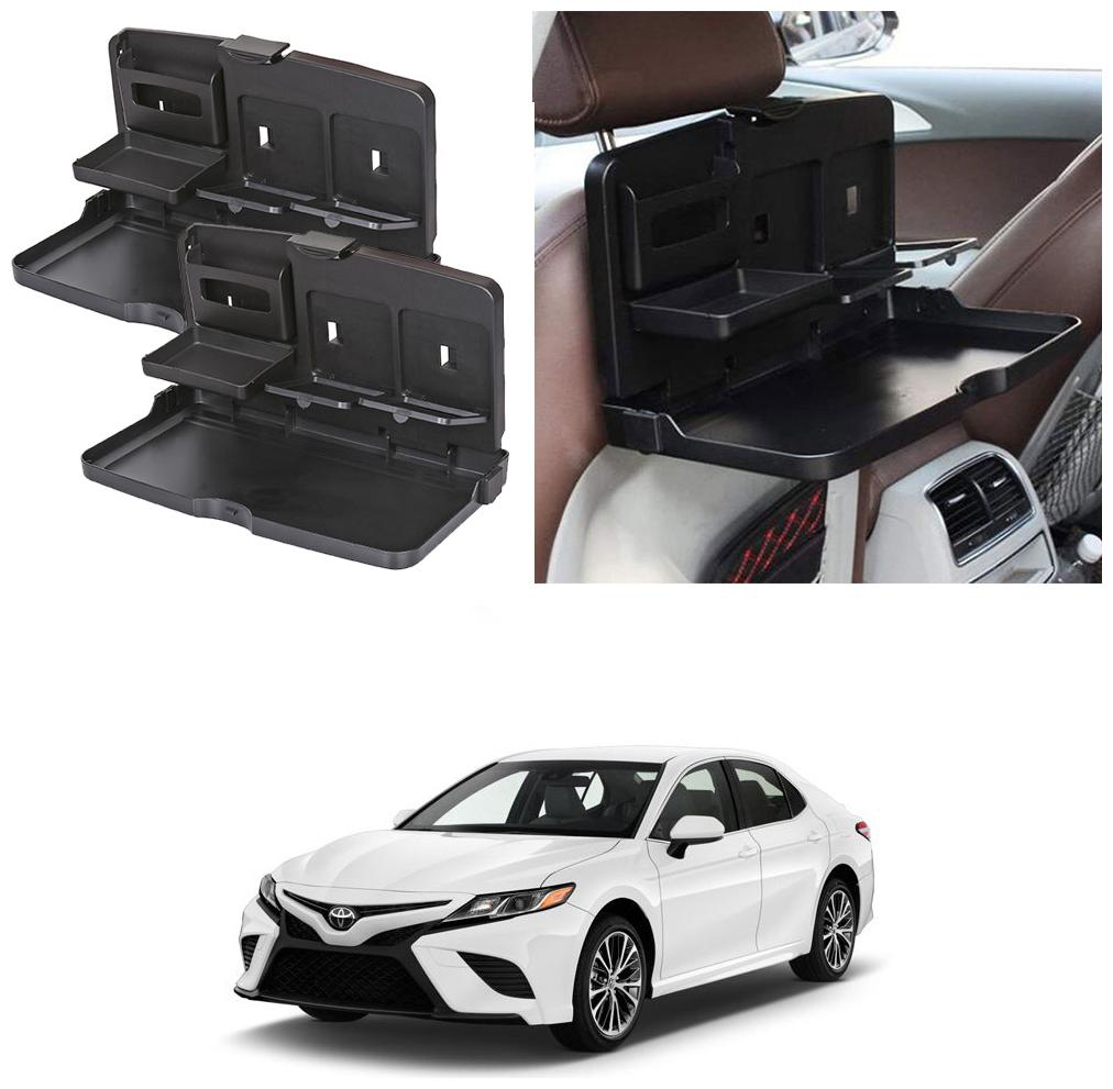 

Oshotto Car Backseat Food Travel Dining Meal Snaks Tray Cup Holder Compatible with Toyota Camry (Black) - Set of 2
