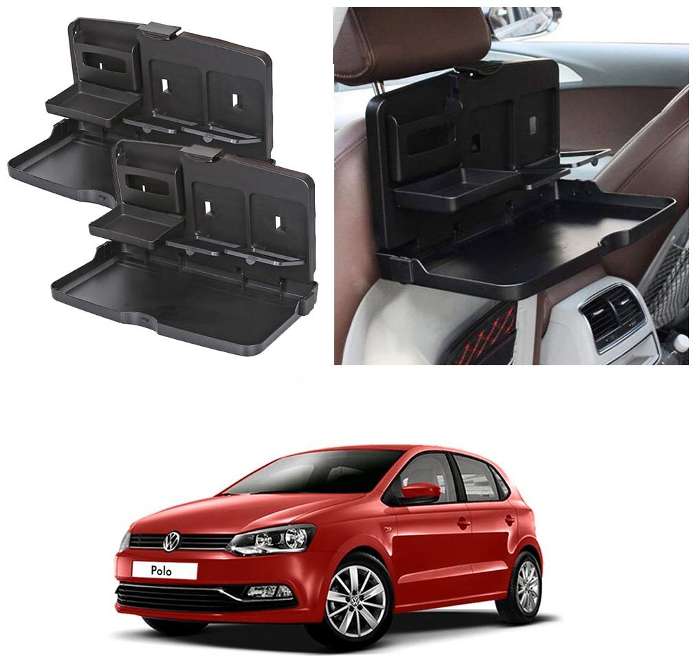 

Oshotto Car Backseat Food Travel Dining Meal Snaks Tray Cup Holder for Volkswagon Polo (Black) - Set of 2