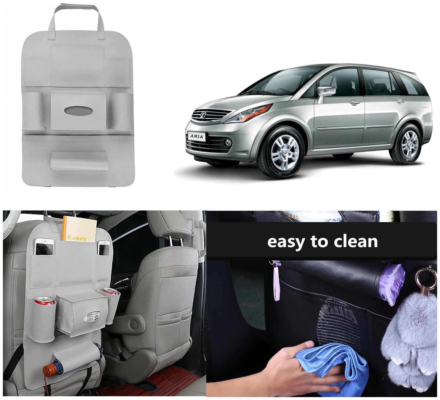 

Oshotto Car Backseat Storage Organizer Phone Holder Multi-Pocket for Bottles Tissue Boxes Kids Toy Storage and Great Travel Accessory Compatible with Tata Aria (Grey)
